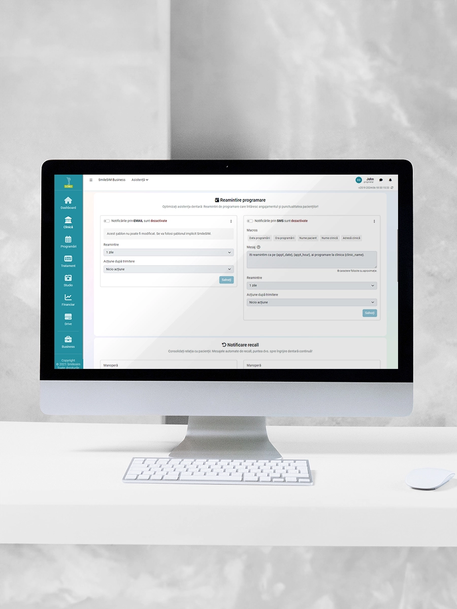 Notificări Pacient caracteristica aplicației software